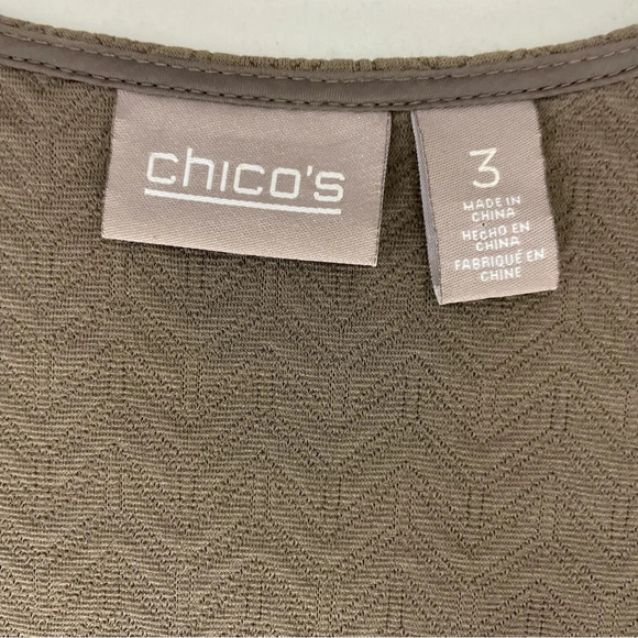 Chico’s Jacket Open Blazer Size 3 XL Chevron Taupe Neutral Classic Spring - Picture 6 of 12